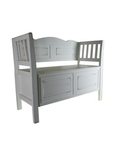  Banc de fusta blanc amb bagul en seient emmagatzematge estil vintage 