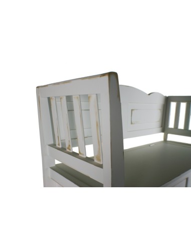 Banc en bois blanc avec coffre en siège de rangement de style vintage 
