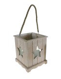 Farolillo pequeño madera con estrella de vidrio asa para agarre o colgar estilo nórdico decoración hogar