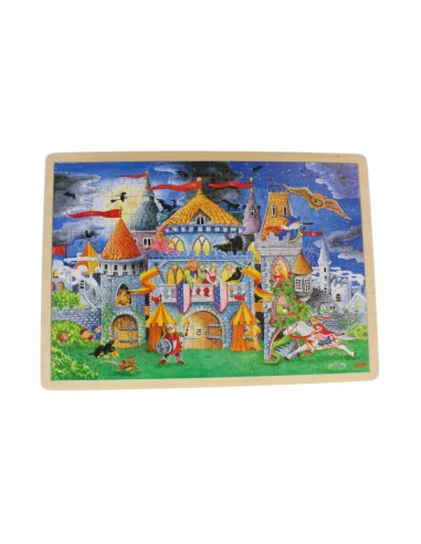 Puzzle de 192 piezas de madera con dibujo castillo encantado, rompecabezas para niños.