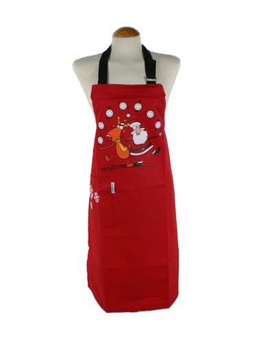 Delantal para cocina Navidad peto Santa Claus y Reno color rojo 