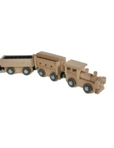 Tren con Enganches Magnéticos de Carga Madera Natural con 5 Vagones Juguete Infantil Clásico. 2