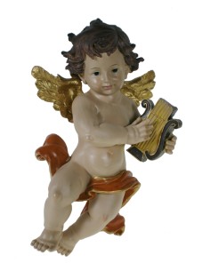 Àngel decoratiu tocant arpa. Figura per col·locar a la paret.