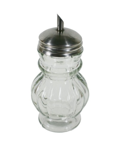 Azucarero bote dosificador de cristal con tapa metálica estilo rustico menaje de cocina
