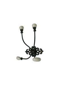 Cintre mural en métal noir avec deux cintres en porcelaine vintage rustique 2