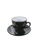 Taza de café con plato estilo vintage retro color negro con bordes negros servicio de mesa 