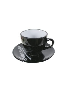 Tassa de cafè amb plat estil vintage retro color negre amb vores negres servei de taula