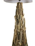 Lámpara de pie realizada en troncos estilo rustico para decoración hogar