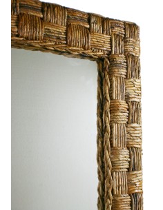 Grand miroir mural avec structure en rotin pour une décoration d'intérieur de style vintage 2