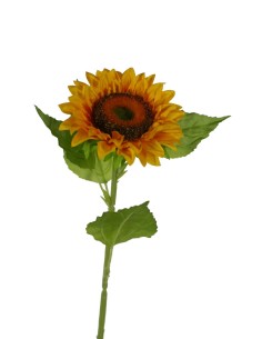Flor de Girasol artificial con pétalos de tela decoración adorno hogar. Medidas con tallo 2