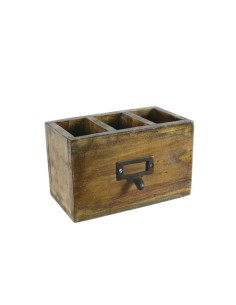 Contenedor útiles escritorio de madera maciza. Medidas: 19x11 cm.