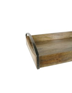 Plateau ou centre de table en bois d'acacia et métal dans une décoration rustique de style vintage 2