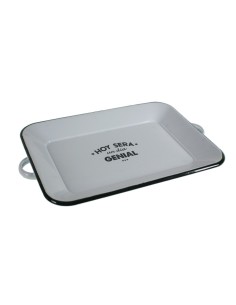 Safata esmaltada blanca vintage amb frase Avui serà un dia genial servei de taula i cuina