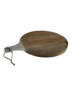 Tabla de corte de madera con mango forma redonda para alimentos utensilio menaje de cocina