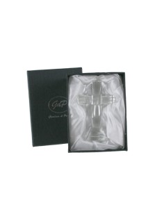 Cruz de mesa pequeño realizado en cristal y con caja para regalo 2