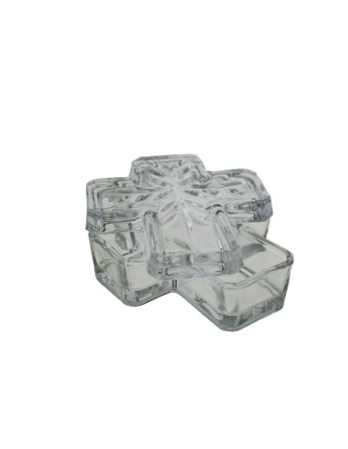 Caja de cristal pequeña en forma cruz estilo clásico decoración del hogar.