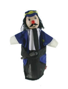 Marioneta y Títere de mano policía con cabeza de madera juguete clásico y tradicional para niños niñas