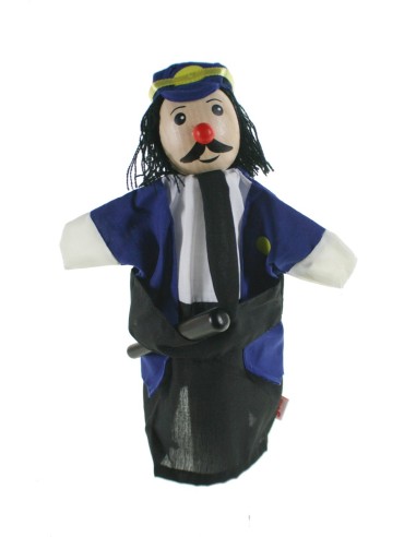 Titella de mà policia amb cap de fusta joguina clàssica i tradicional per a nens nenes