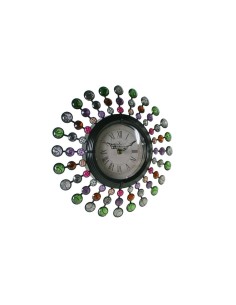 Rellotge paret estructura metàl·lica aplicacions de vidre colors variats 