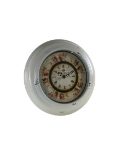Rellotge rodó paret metall blanc decoració floral esfera vintage llar 