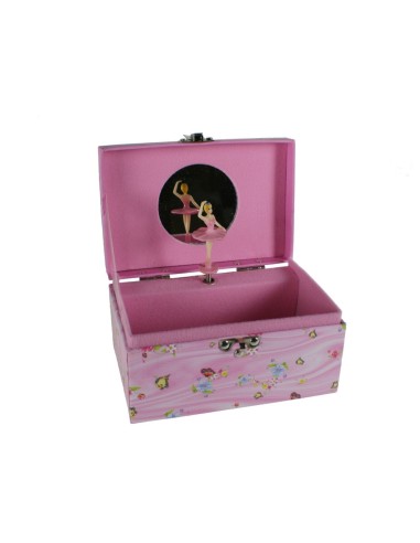 Joyero caja de música color rosa con bailarina