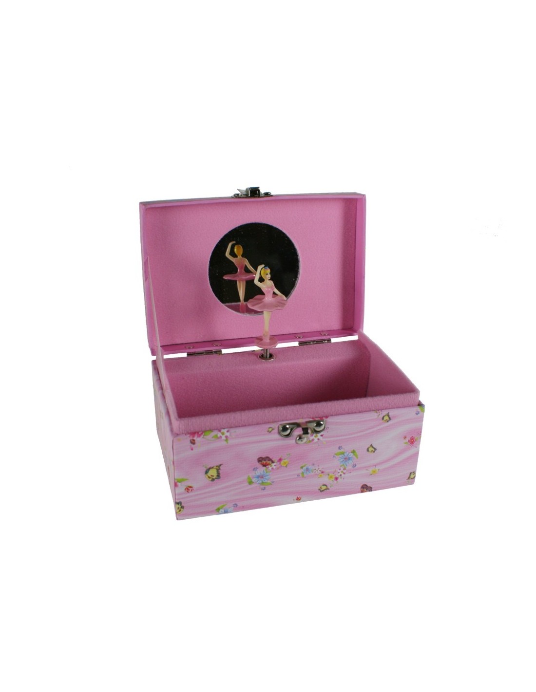 Joyero caja de música color rosa con bailarina
