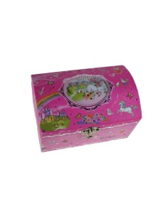 Caja Musical Infantil Joyero Color Rosa con Caballito Girando y Espejo. 2
