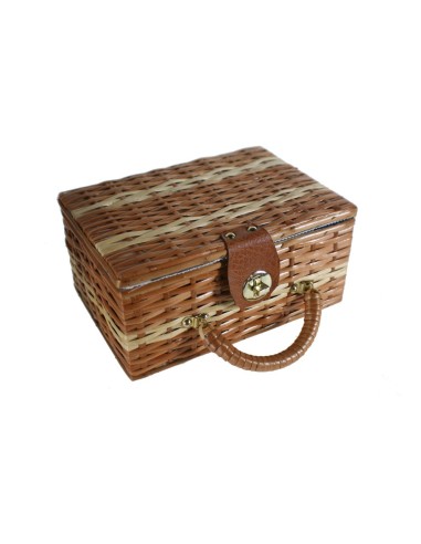Petite boîte à couture en osier avec anse couleur miel pour coudre des accessoires de panier, broderie, canettes, paschwor