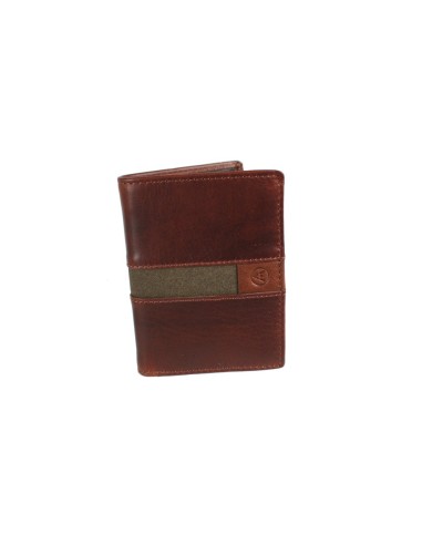 Portefeuille pour homme avec double volet, porte-cartes et départements de couleur marron en cuir de vachette. 
