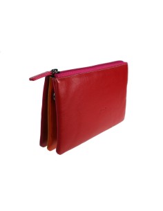 Grand sac à main rose pour documents et cartes en cuir de vachette avec fermeture à glissière 2
