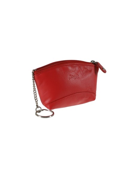 Llavero monedero de color rojo en piel. Medidas: 7x12x3 cm.