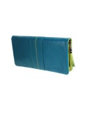 Monedero billetero grande para Señora de piel múltiples compartimentos en interior de color azul verde