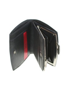 Cartera dona amb moneder, cartera, targeter i departaments de pell color negre, tancament metàl·lic 2