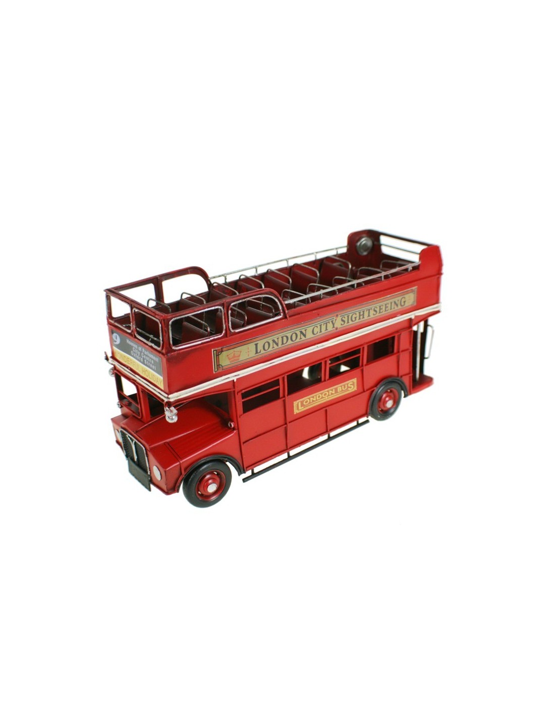 Réplica de Autobús de metal London de color rojo