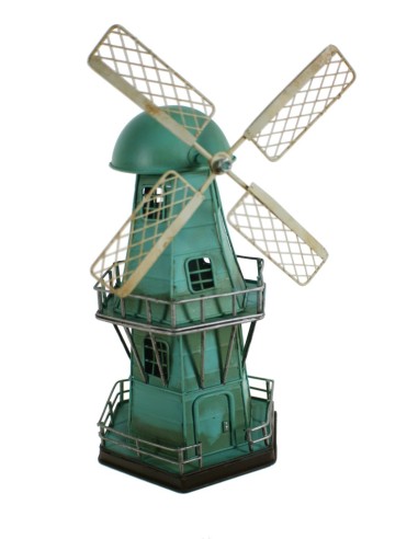 Réplique de moulin à vent en métal bleu