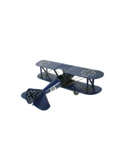 Rèplica Avió de Doble Ala de Metall Estil Vintage de Color Blau per a Decoració, Llar i Col·leccionisme. 2