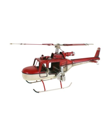 Helicóptero de metal rojo y blanco con dos aspas. Medidas: 18x32x11 cm.