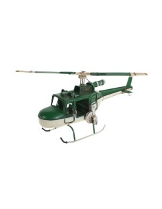 Helicóptero de Metal en color Verde y Blanco con dos aspas para Decoración, Hogar y Coleccionismo 2