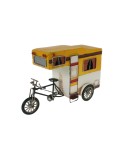 Réplica de moto con caravana estilo vintage de color amarillo