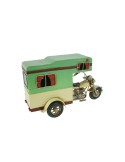 Réplica de moto con caravana estilo vintage de color verde