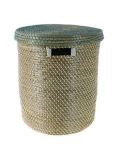 Grand panier de rangement en fibres naturelles avec couvercle, organisation élégante pour votre maison 2