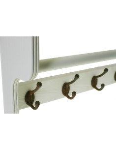 Colgador perchero sombrerero de pared seis ganchos madera color blanco decoración hogar 2