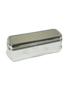 Caja de cristal tapa plateada corona 2