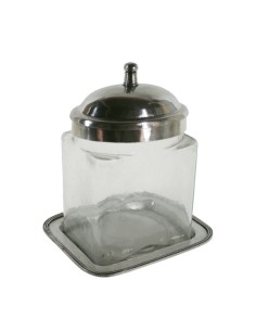 Pot de Cristall amb Tapa i Safata de Metall Cromat, Complement de Bany i Tocador Estil Nòrdic.