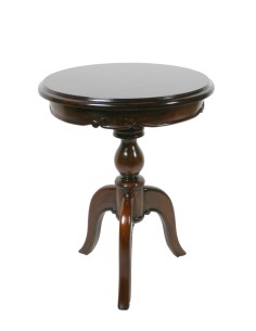 Mesa auxiliar velador de madera maciza de caoba con talla estilo clásico