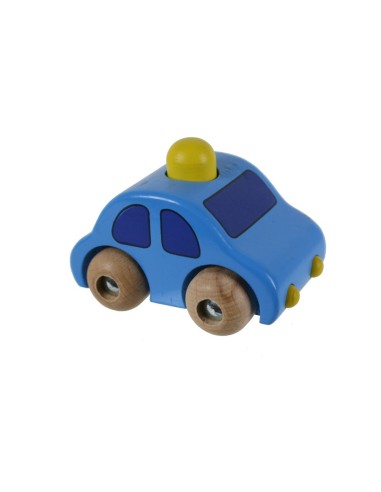 Cotxe Blau Clar de Fusta amb Claxon per als Petits de la Casa Joguina d'Habilitat i Coordinació.