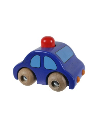 Cotxe Blau Intens de Fusta amb Claxon per als Petits de la Casa Joguina d'Habilitat i Coordinació.
