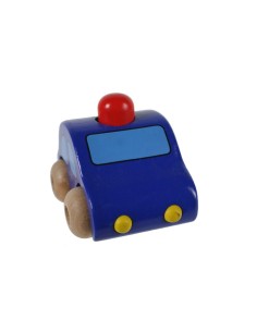 Cotxe Blau Intens de Fusta amb Claxon per als Petits de la Casa Joguina d'Habilitat i Coordinació. 2