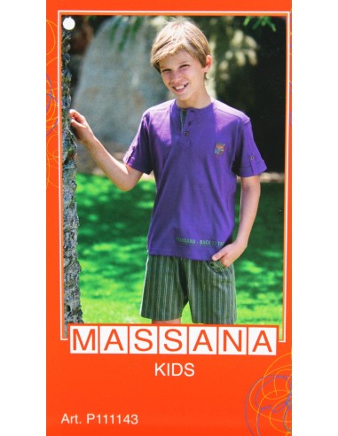 Pyjama d'été pour garçon Massana short violet avec imprimé taille 14
