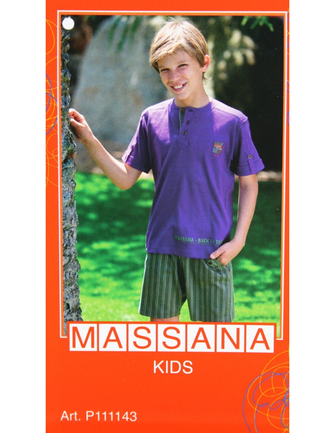 Pijama para niño Massana de verano pantalón corto color morado con estampado talla 14